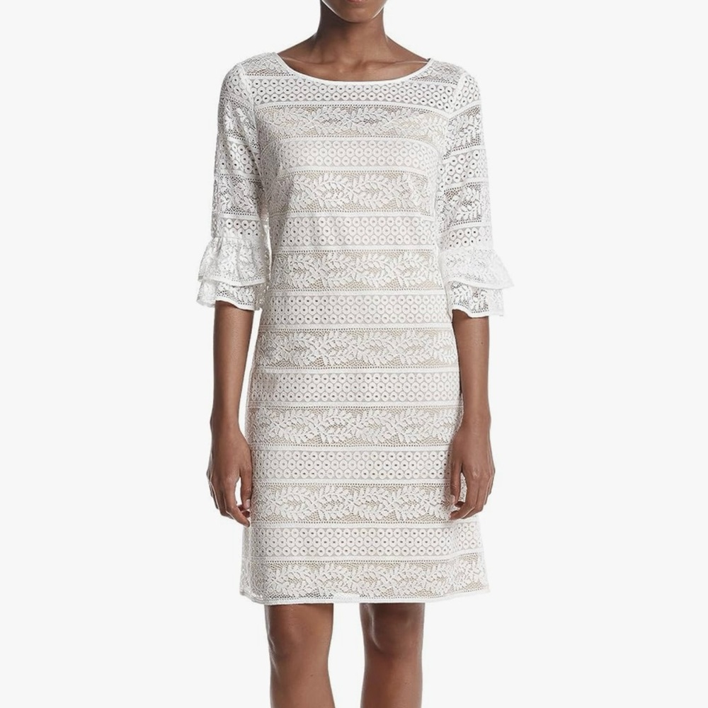 NWT~ Jessica Howard Women's Lace Shift with Double Ruffle, size 14
